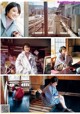 A collage of photos of a woman in a kimono.